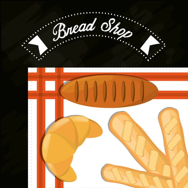 Brot Laden Baguette Croissant Decke Poster — Stockvektor