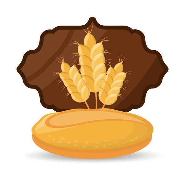 Pain blé nourriture petit déjeuner badge — Image vectorielle