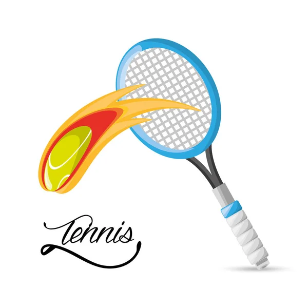 Raquette et balle à la compétition de tennis jeu — Image vectorielle