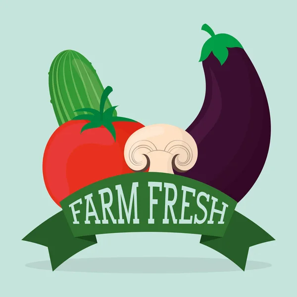 Granja verduras frescas estilo de vida pegatina saludable — Vector de stock