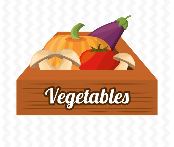 Verduras caja de madera cosechadora imagen — Vector de stock