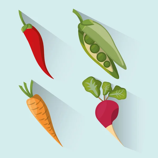 Set Gemüse frische Lebensmittel Bild — Stockvektor