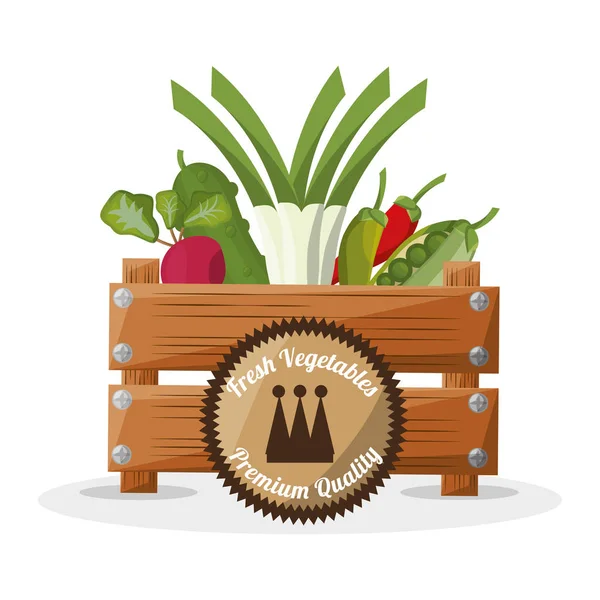 新鲜蔬菜精品盒木质图片 — 图库矢量图片