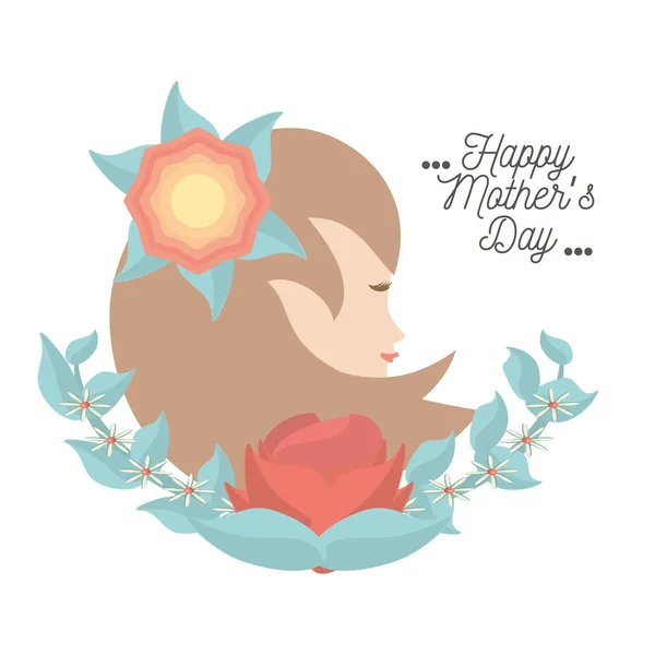 Feliz madre día tarjeta mujer figura flor decorativo — Vector de stock