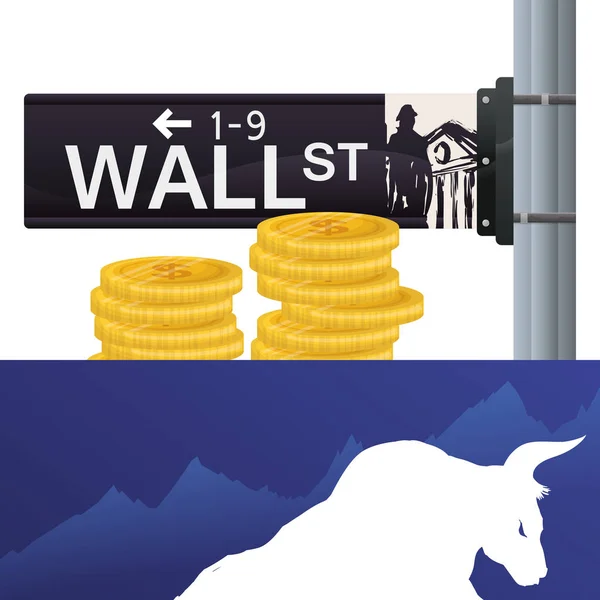 Wall street new york bull wealth — Stock Vector