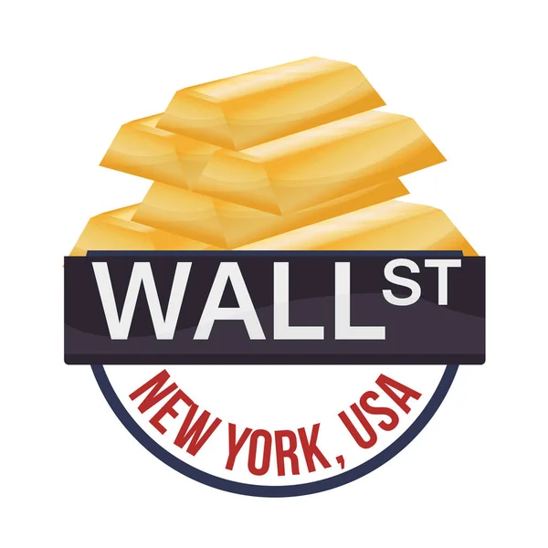 Wall street new york golden bar wealth — Stock Vector