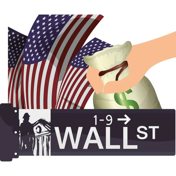 Wall street new york usa economy — Stock Vector