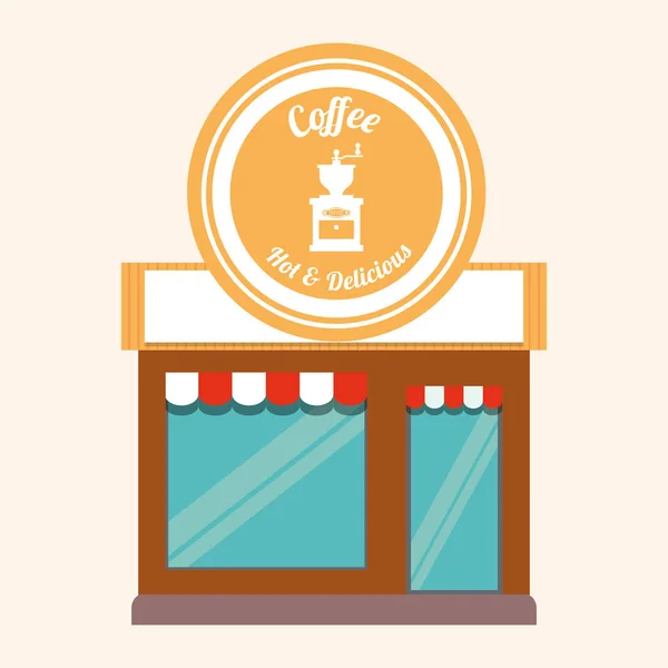 Kahve Dükkanı sıcak ve lezzetli cephe — Stok Vektör