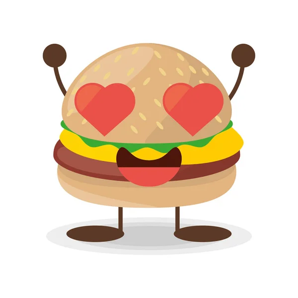 Kawaii burger food lovely — Stock Vector