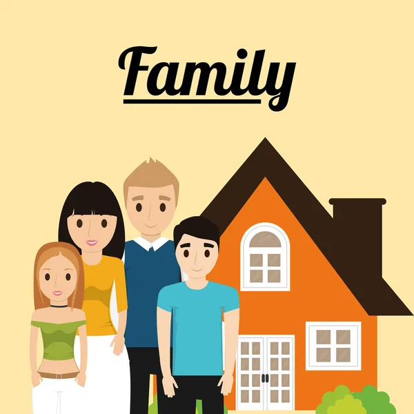 Familia casa arquitectura imagen — Vector de stock