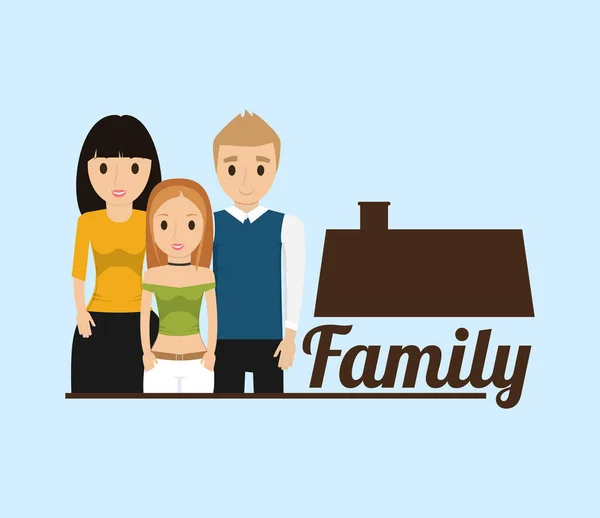 Familia casa cartel imagen — Vector de stock