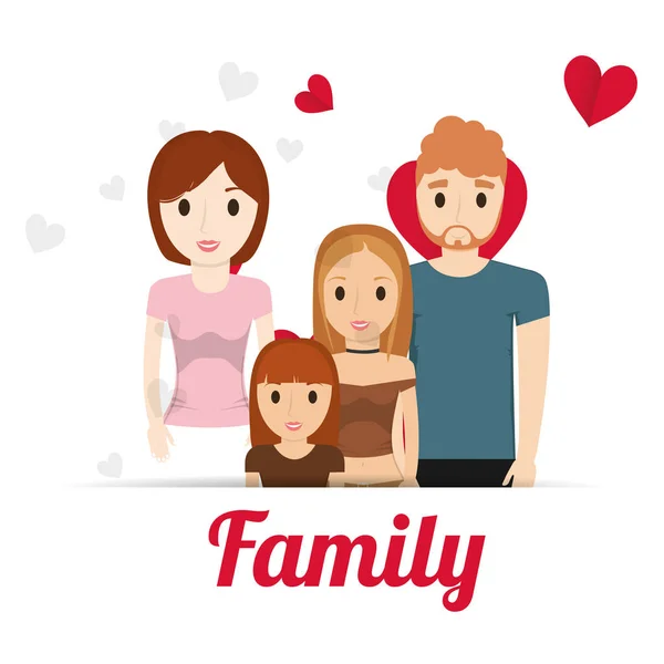 Belle affiche de famille ensemble — Image vectorielle