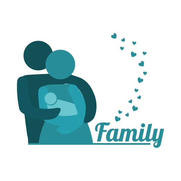 Schöne Familie Eltern tragen Baby zusammen — Stockvektor