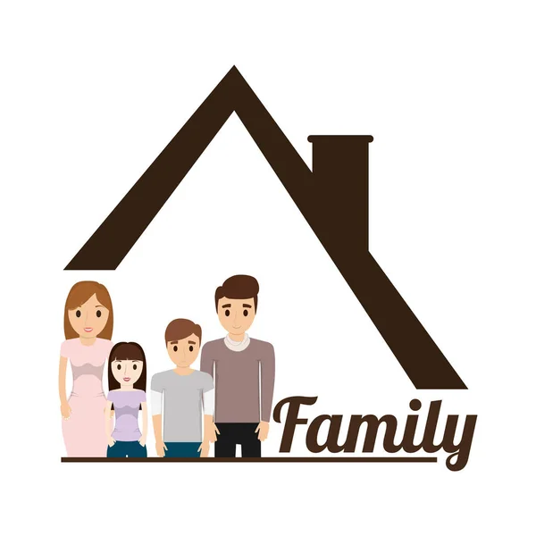 Familjens hus affisch — Stock vektor