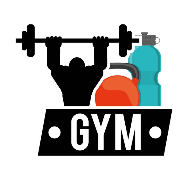 Bodybuilder fitness gym water kettlebell — Stockvector