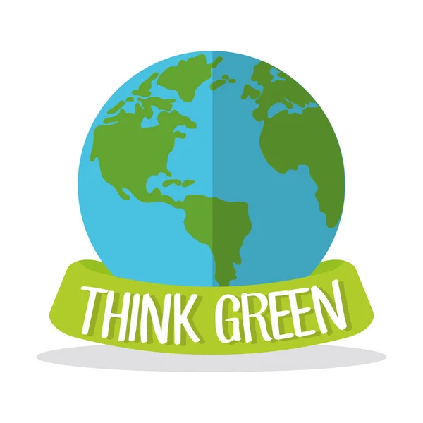 Pomyśl glob zielony świat — Wektor stockowy