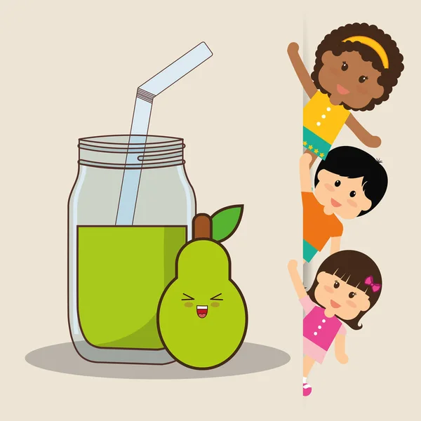 Enfants et jus de poire frais — Image vectorielle