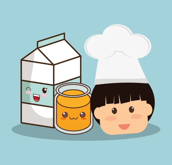 Cabecilla con leche y jugo — Vector de stock