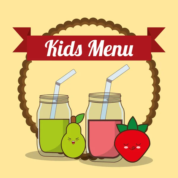 Menu enfants tasse en verre avec jus de fruits — Image vectorielle