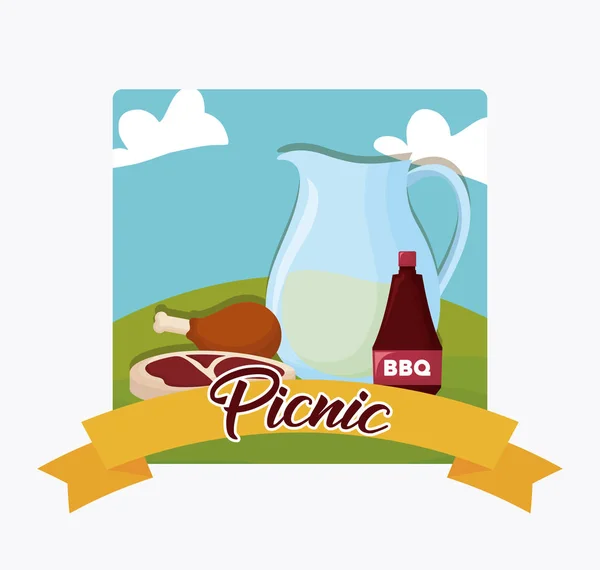 Picnic food emblem — Stock Vector