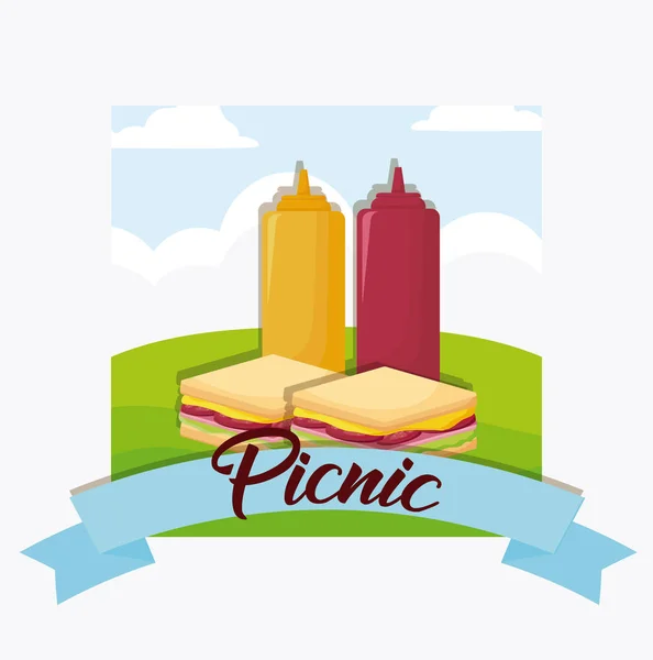 Emblème alimentaire pique-nique — Image vectorielle