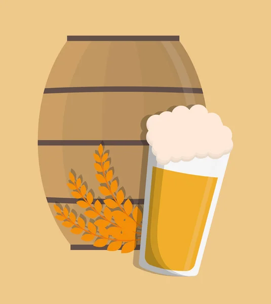 Pivní sklo a hlavně design — Stockový vektor
