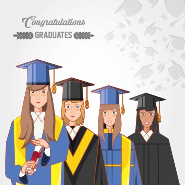 Öğrenciler mezun karakter grubu