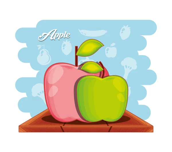 Buah apel makanan yang sehat - Stok Vektor