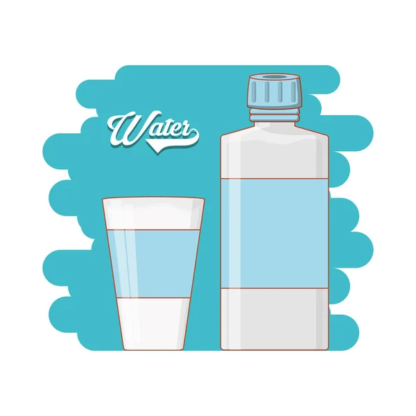 Butelka wody i szkło — Wektor stockowy