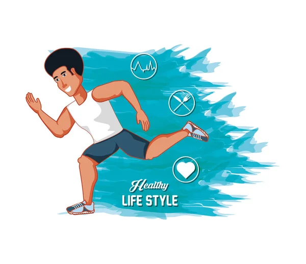 Hombre atleta corriendo estilo de vida saludable — Vector de stock