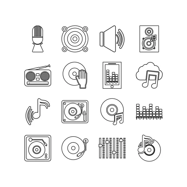 Çeşitlilik müzik ve ses simgesi paket vektör tasarımı