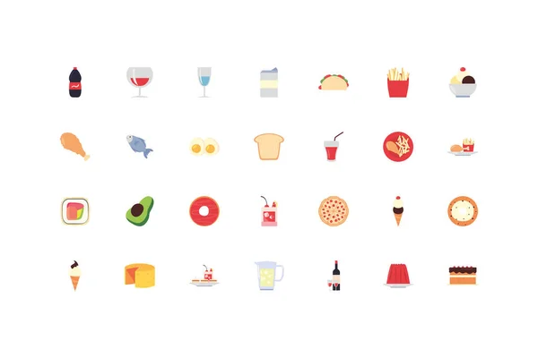 Food and drinks icon set pack vector design