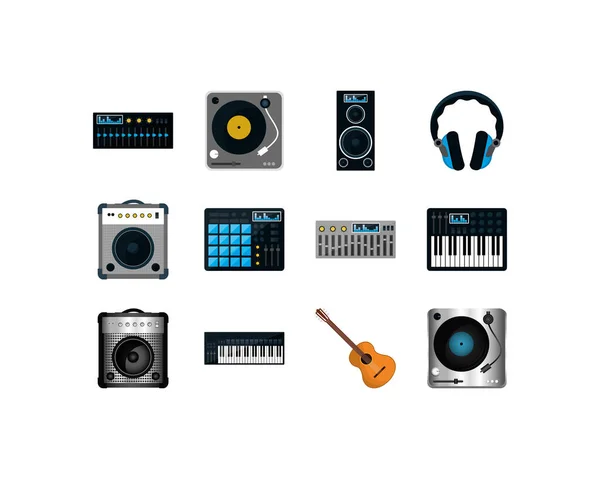 Variation Musik und Sound Icon Set Pack Vektor Design — Stockvektor