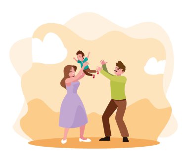 Anne ve baba oğul vektör tasarımı ile
