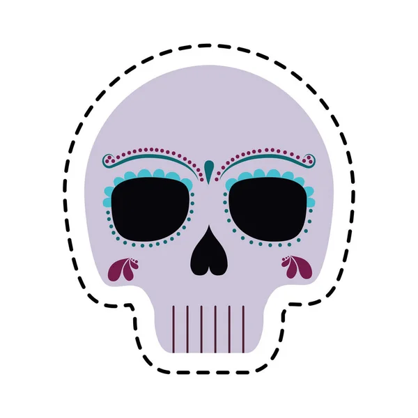 Patch de crâne mexicain icône isolée — Image vectorielle