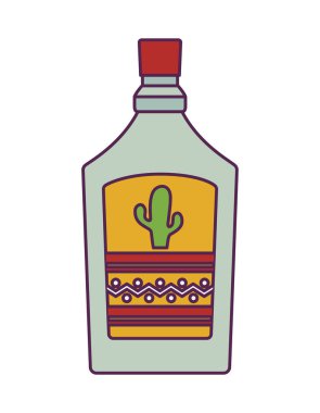 Tekila şişesi izole edilmiş ikon içer.
