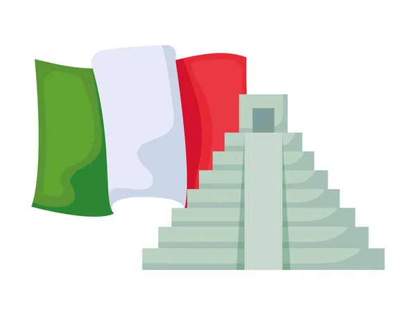 メキシコの旗のアイコンが付いたピラミッド — ストックベクタ