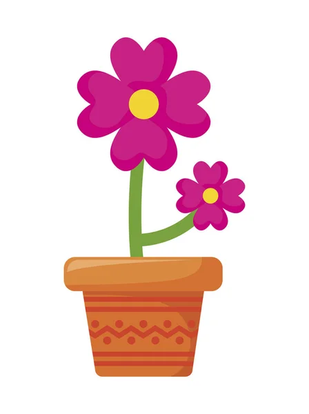 Blomma i kruka växt isolerad ikon — Stock vektor