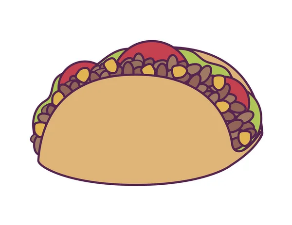 Deliziosa icona isolata messicana taco — Vettoriale Stock