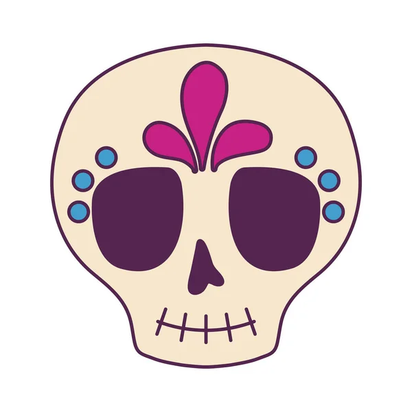 Mort du crâne icône mexicaine traditionnelle — Image vectorielle