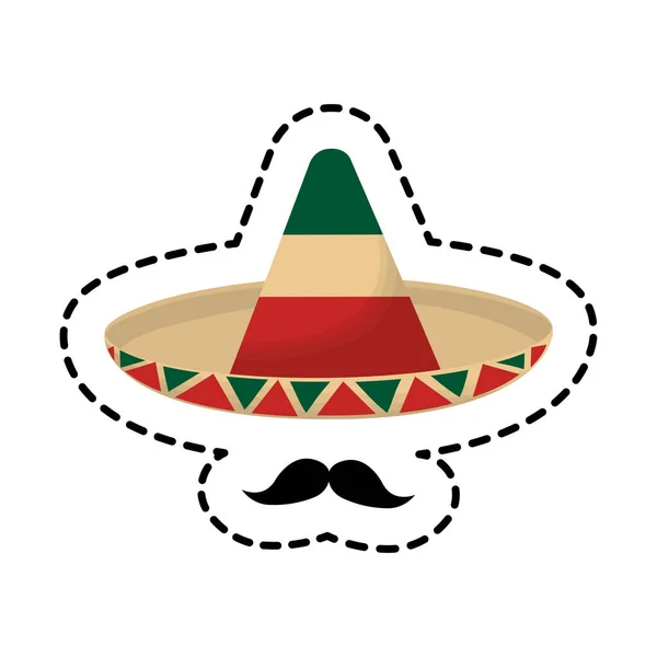 Patch de chapéu mexicano com bigode —  Vetores de Stock