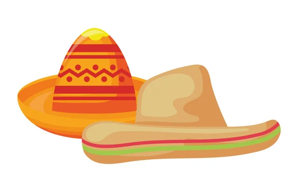 Set hoeden Mexico geïsoleerd icoon — Stockvector