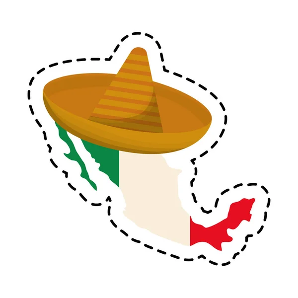 マップ付きの帽子のパッチメキシコの孤立したアイコン — ストックベクタ