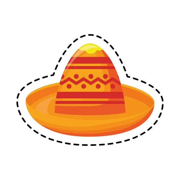 Patch of mexican hat traditional isolated icon — Stock Vector