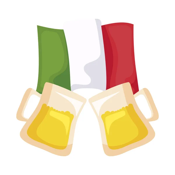 Bierglasgetränk mit mexikanischer Flagge — Stockvektor