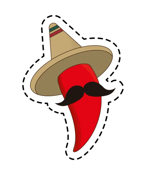 Parche de chile con sombrero mexicano — Vector de stock