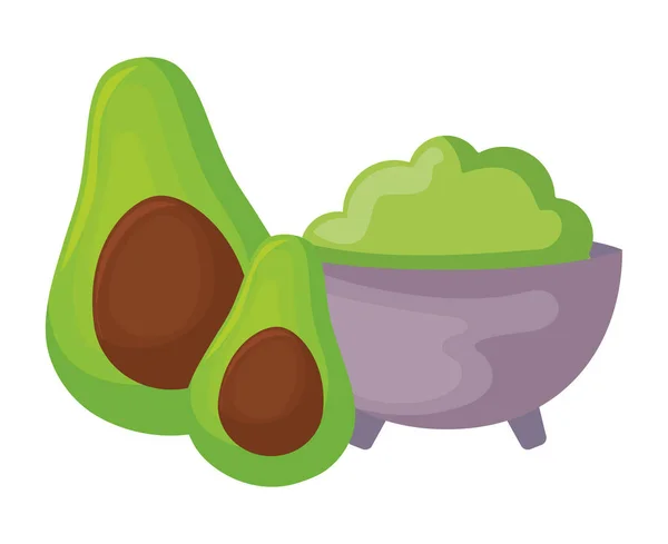 Миска з гуакамоле та авокадо — стоковий вектор
