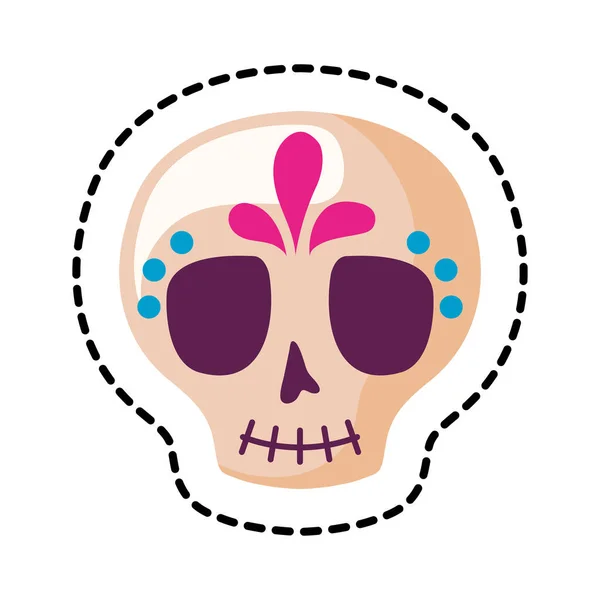 Parche de cráneo icono aislado mexicano — Archivo Imágenes Vectoriales