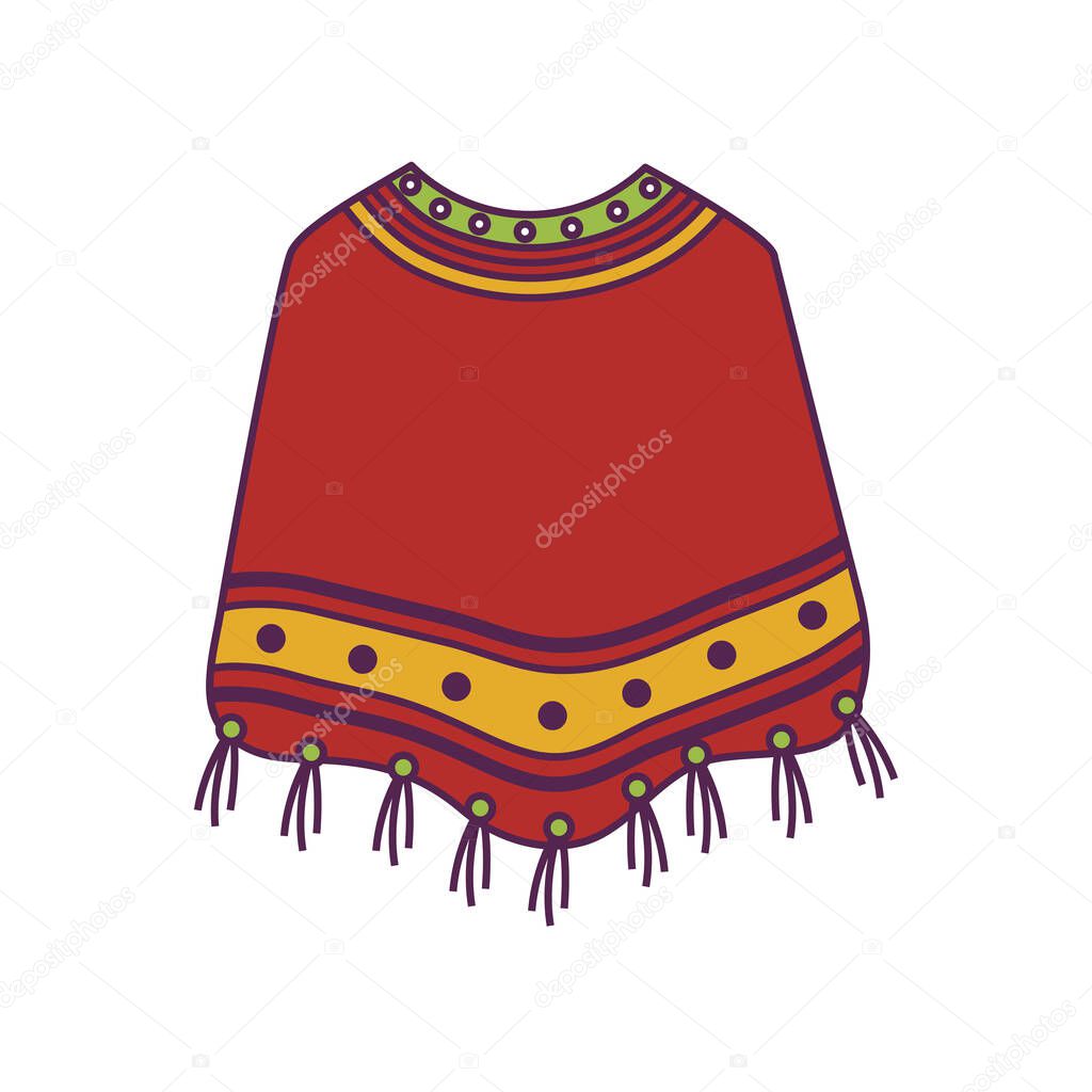poncho clothes mexican isolated icon