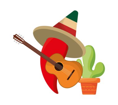 Meksika şapkalı ve simgeli kırmızı biber